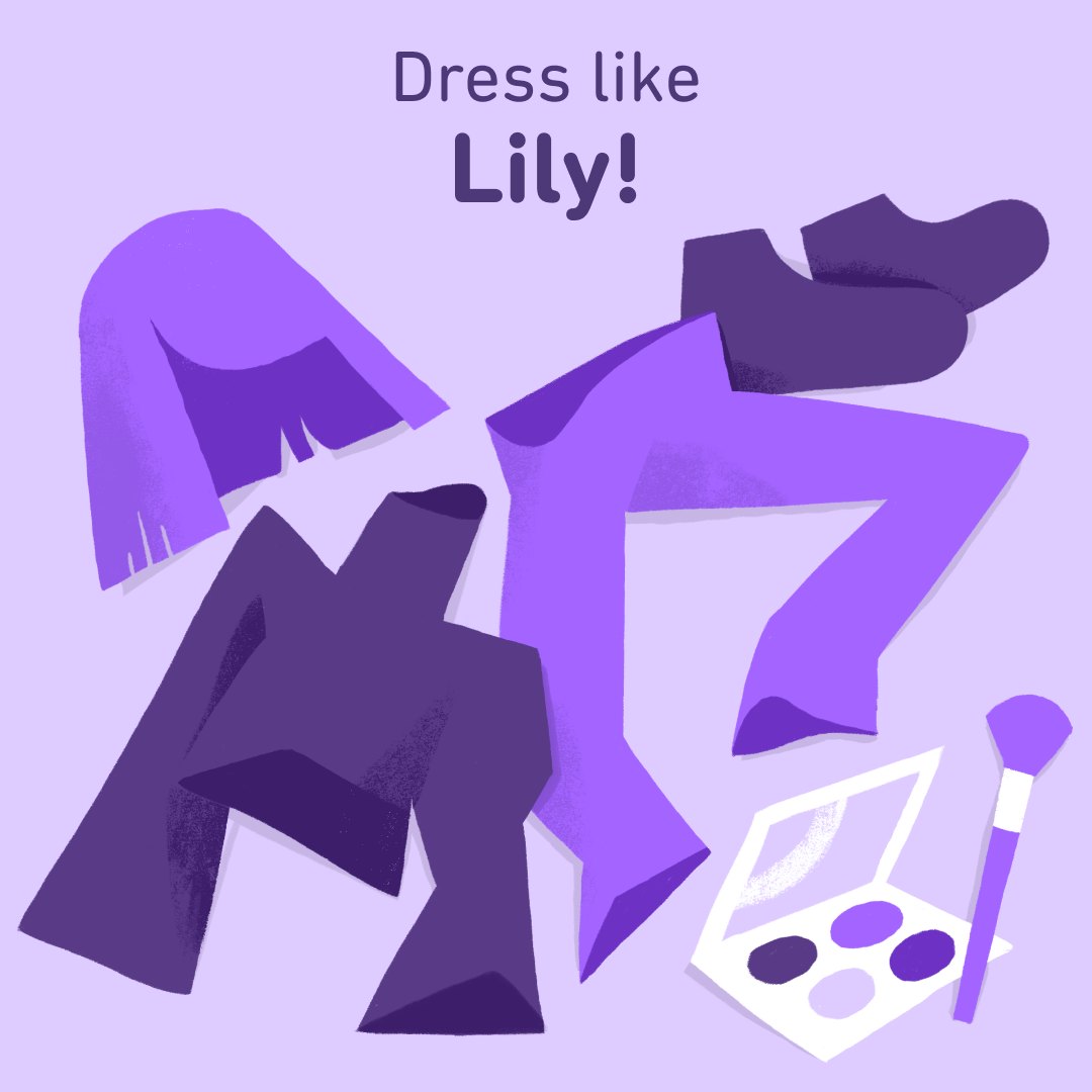 Duolingo's purple costume guide for dressing as Lily