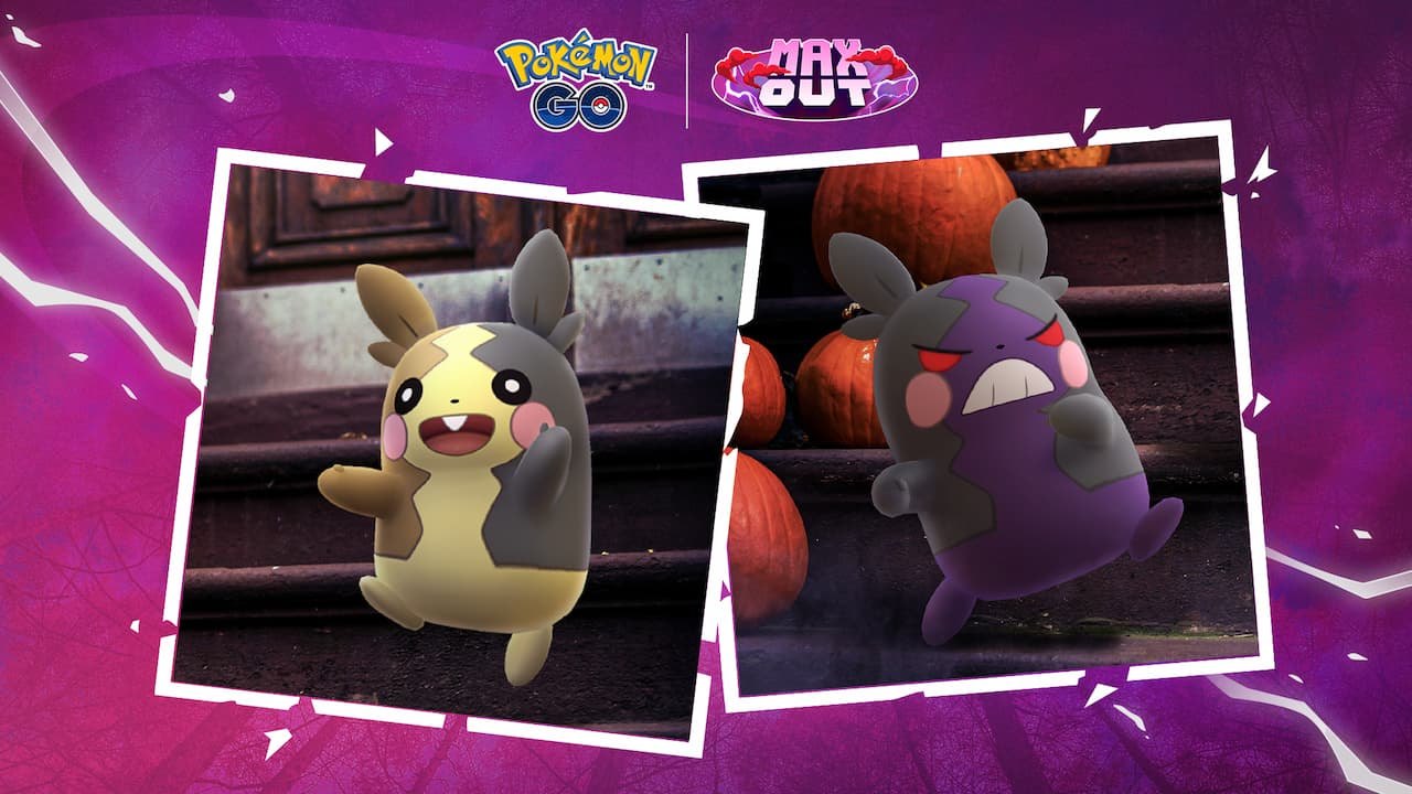 Pokémon GO Halloween 2024 art with Morpeko in both forms among pumpkins