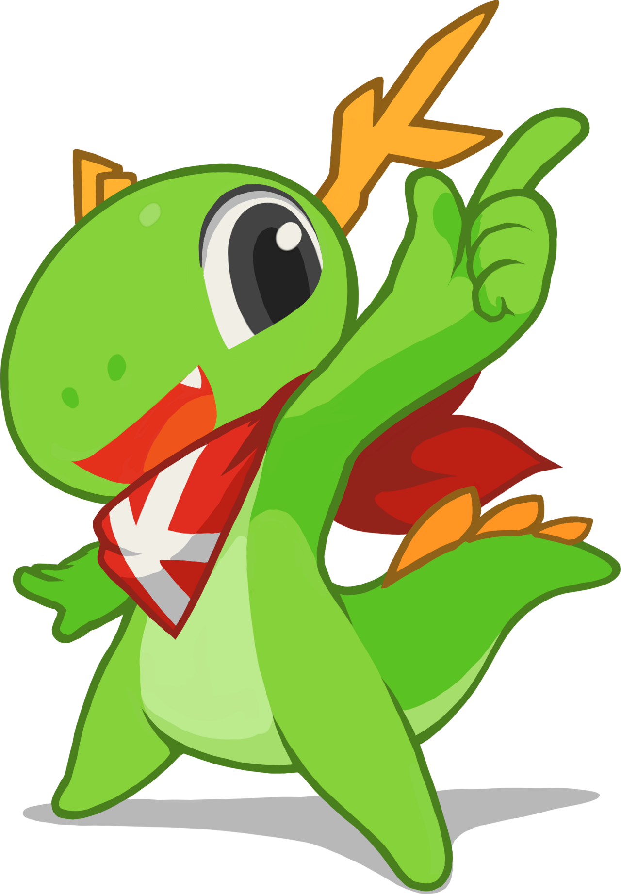 Konqi, the KDE dragon mascot, waving
