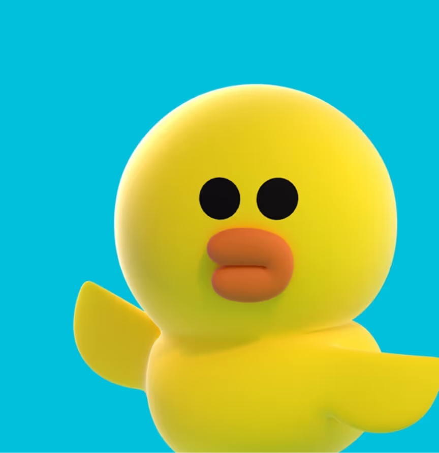 Sally, a small yellow LINE FRIENDS character, waving